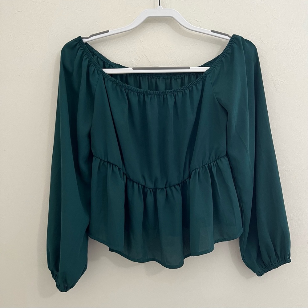 SHEIN Off Shoulder Peplum Crop Blouse L